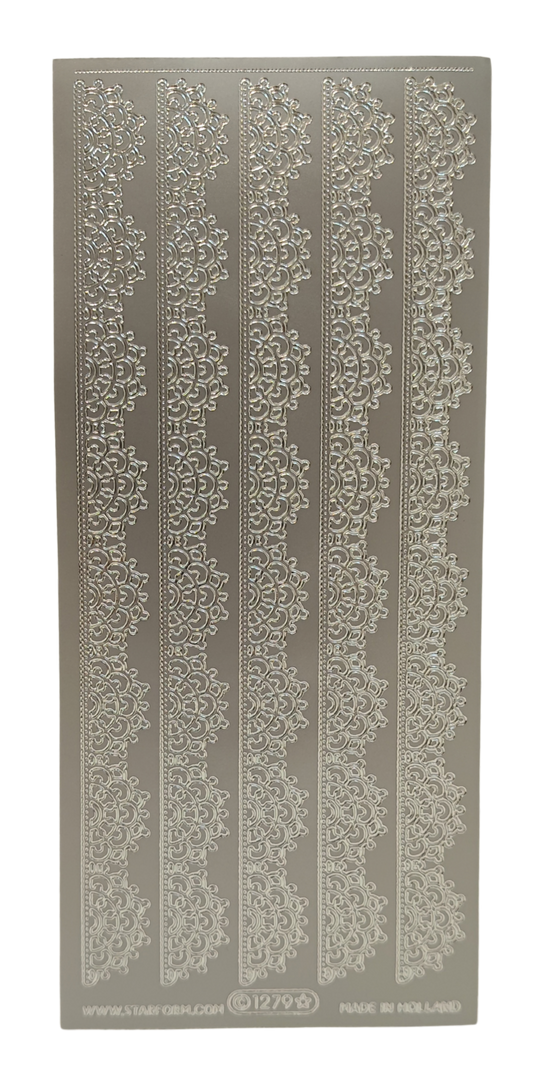 #PC1279S Lace5 Ribbons - Silver