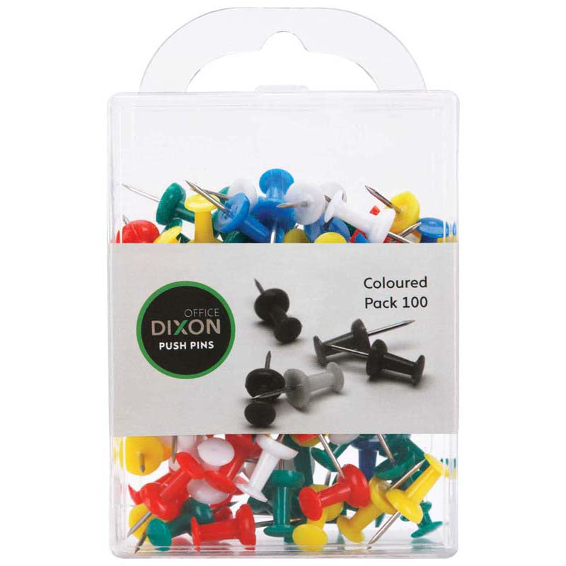 Dixon Push Pins Coloured 100 Pck