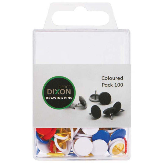 Dixon Drawing Pins Coloured 100Pck