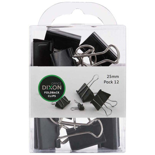 Dixon Foldback Clips 25Mm 12Pck