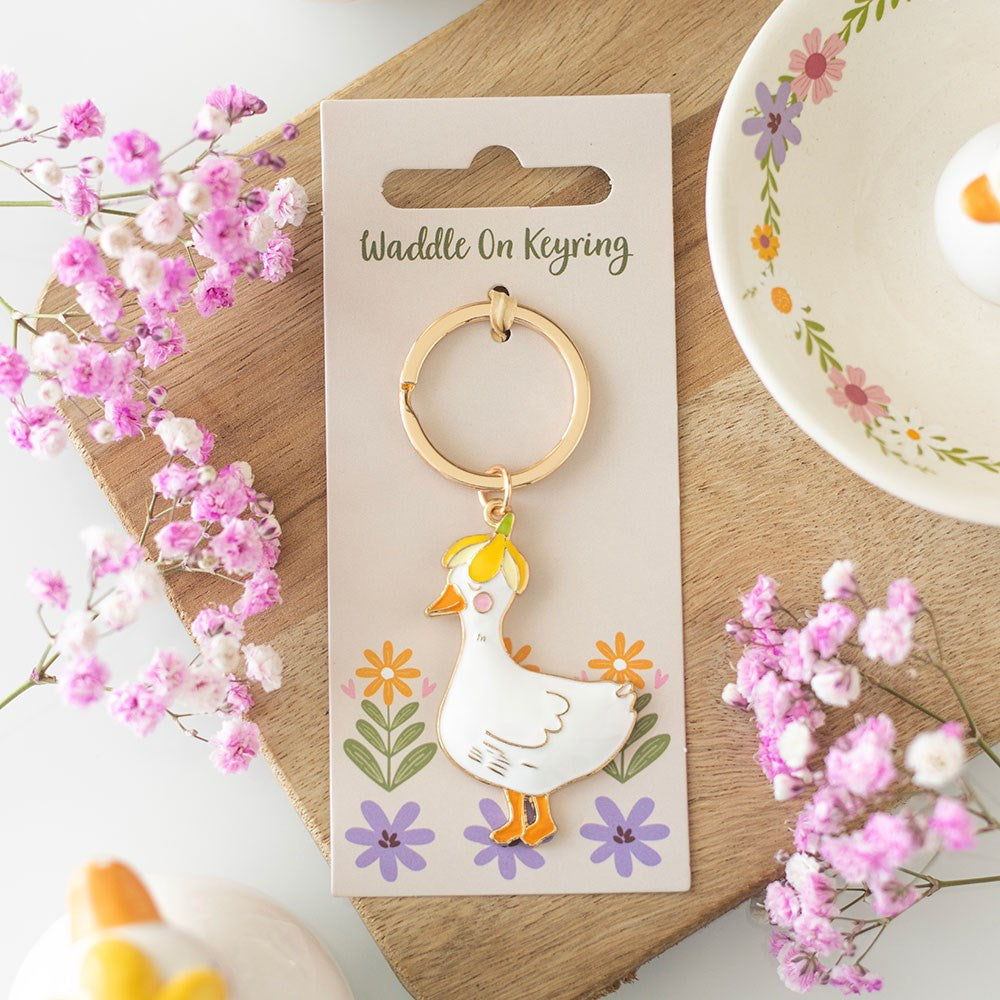 Duck & Daisy Waddle On Keyring