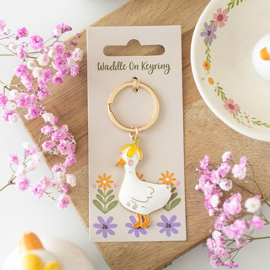 Duck & Daisy Waddle On Keyring