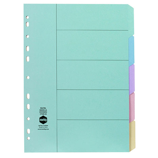 Mbg Dividers 5 Tab Pastel