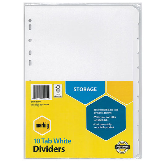 10 Tab White Dividers