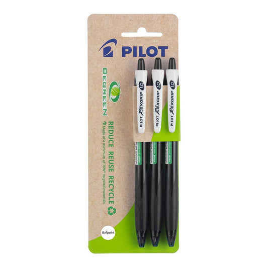 Pilot Be Green Rexgrip Ballpoint Medium 1.0 -Black Pack 3