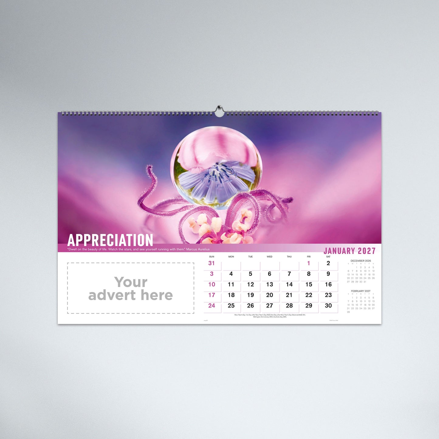 King Size Calendar Calendar size - 500mm X 354mm 2027