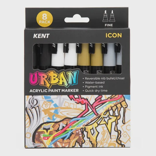 Kent Urban Acrylic Paint Marker 3mm nib Icon 8 Pk