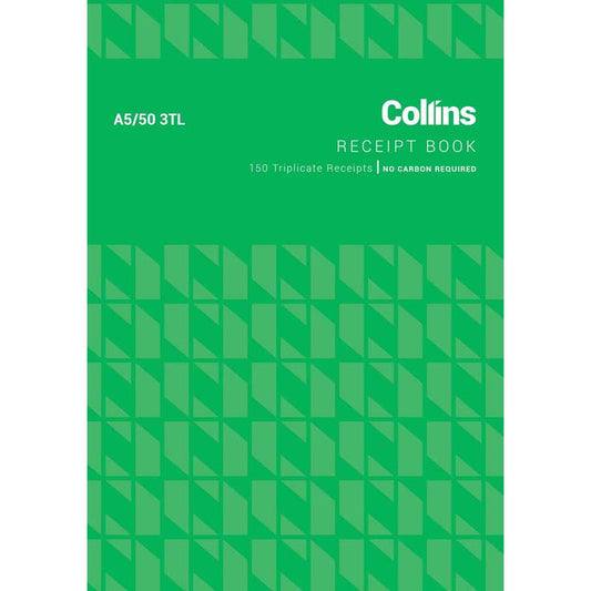 Cash Reciept Book Collins A5/50 3Tl Ncr