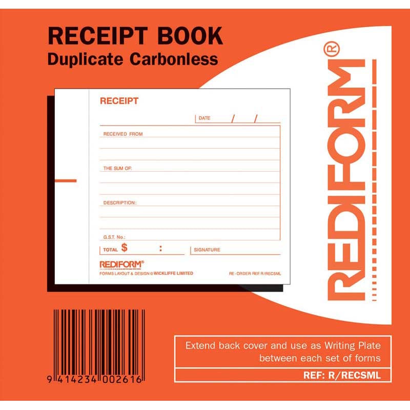 Receipt Book Rediform Small Dup 50Lf