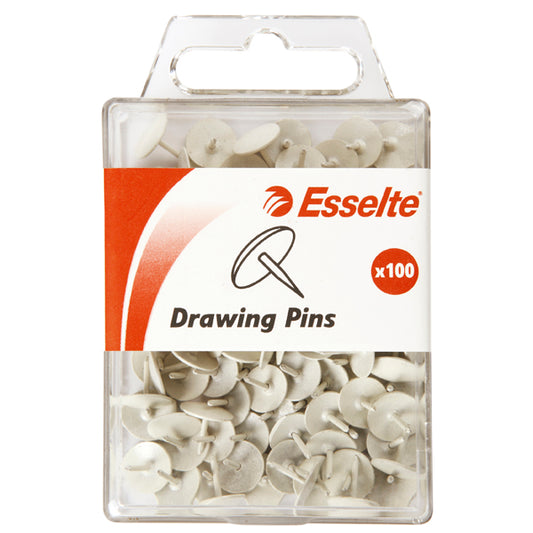 Esselte Drawing Pins White 100pk