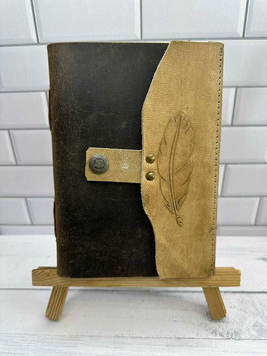 Leather Lournal 4''x6'' with feather