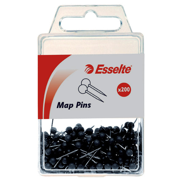 Esselte Map Pins Black Pk200