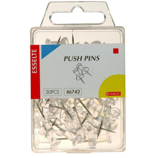 Esselte Push Pins Clear 50pk