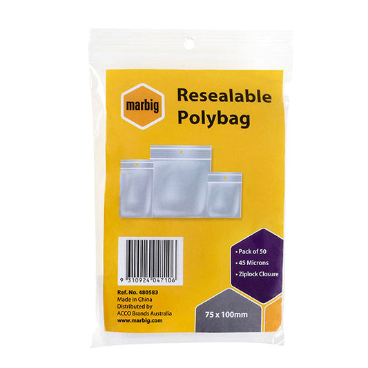 Mbg Resealable Polybags 75X100Mm Pk50