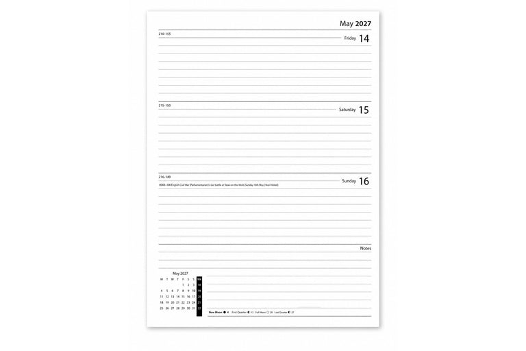 Diary Hardback A4 Week2 View 2027