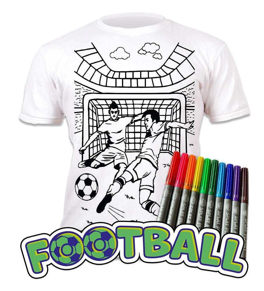 Colour-in Football T-Shirt - White: 7-8 years