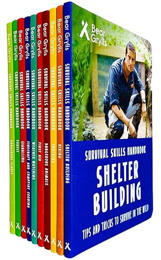 Bear Grylls Survival Skills Handbook Series 10 Books Collection Set (Dangerous Plants, Forest, Signalling, Weather Watching, First Aid, Hiking, Tracking & More.