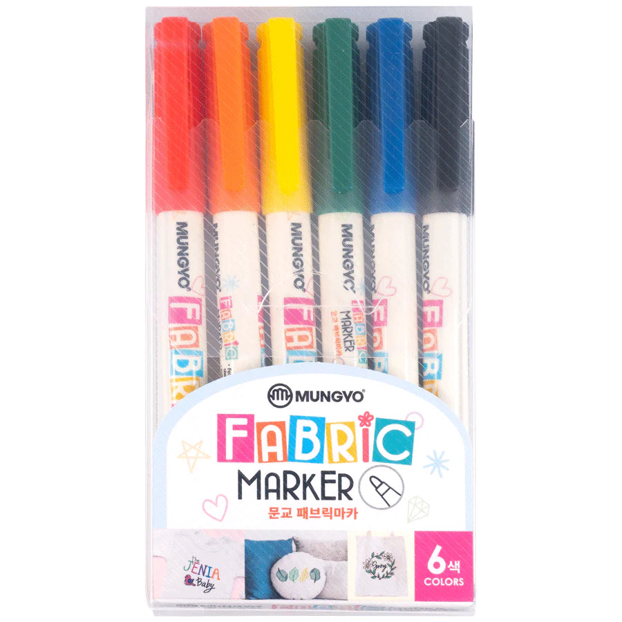 Mungyo Fabric Marker 6 Pce Neon