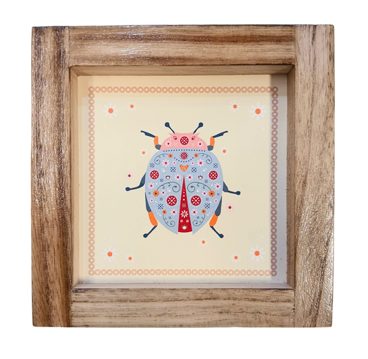 Floral Bug Wooden Art Frame: Ladybird