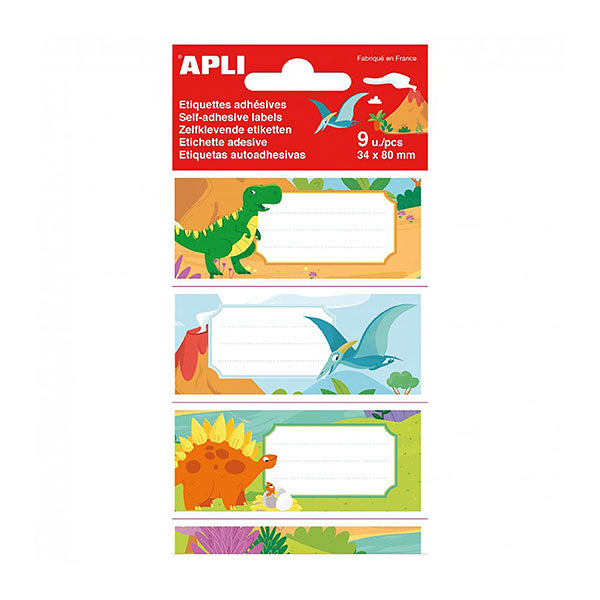 Apli Labels 9 Pc Dinosaurs