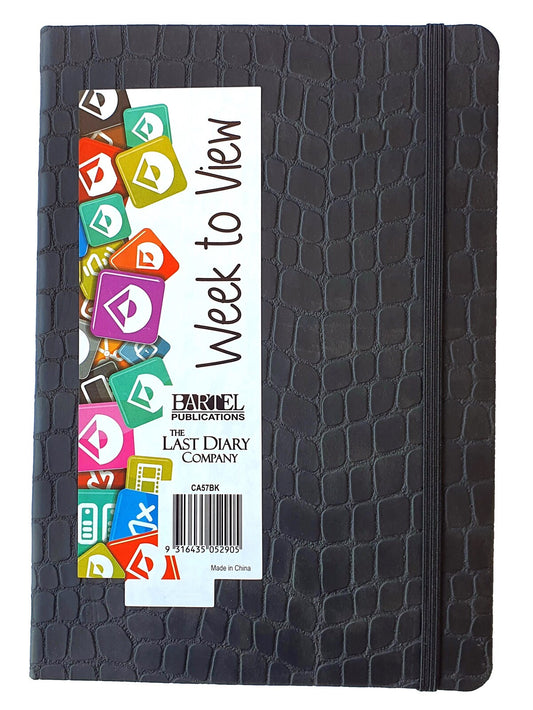 2026 Diary Croc A5 Week to View Casebound Black