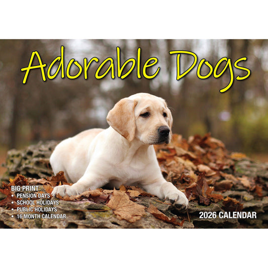 Calendar 2026 Big Print Adorable Dogs
