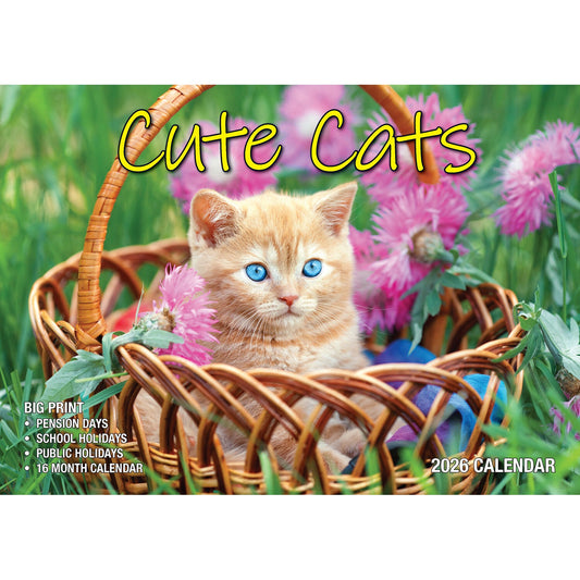 Calendar 2026 Big Print Cute Cats