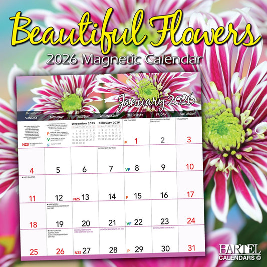 Calendar 2026 Magnetic 300x300mm Beautiful Flowers
