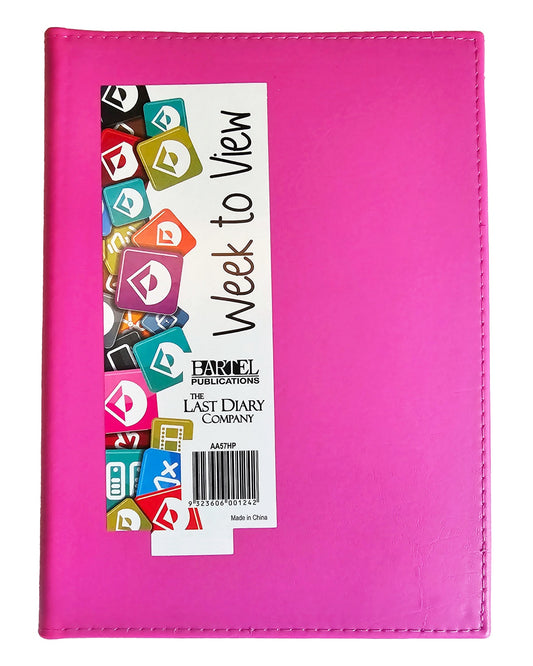 2026 Diary Ainsley A5 Week to View Wiro Hot Pink