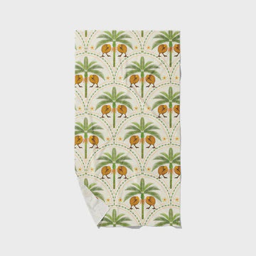 Tea Towel Kiwi Tropics with Nikau's - Cream