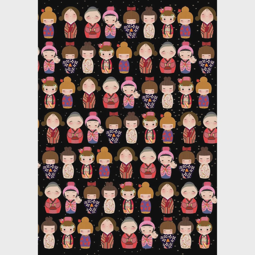 Cute Kokeshi Dolls Lined Paperback Journal