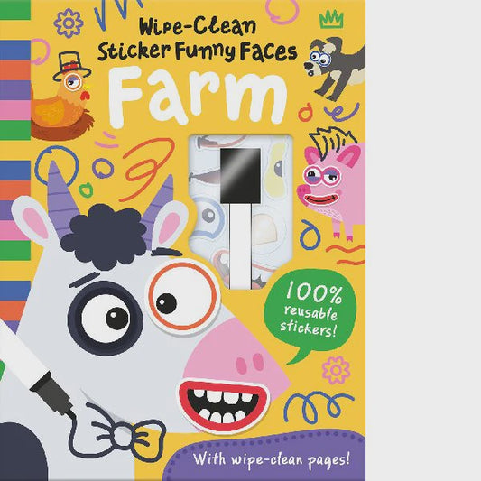 Farm Wipe Clean Sticker Funny Faces