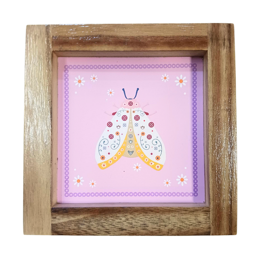 Floral Bug Wooden Art Frame: Moth