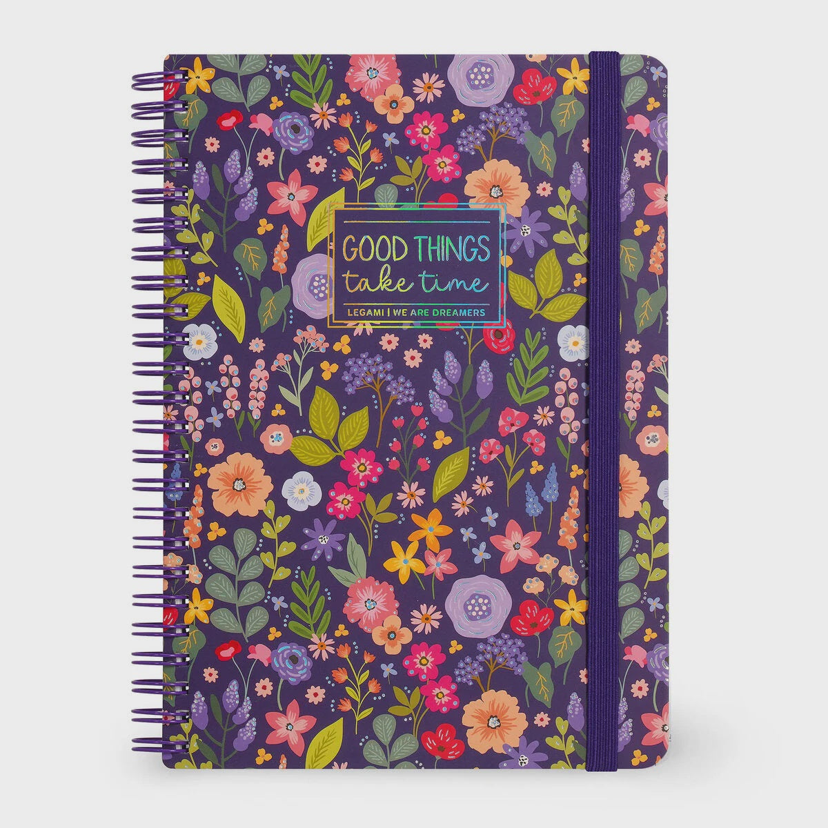 Spiral A5 Lined Notebook Hard Cover - Flowers