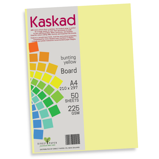 A4 Board Kaskad 225gsm Bunting Yellow 12Pce