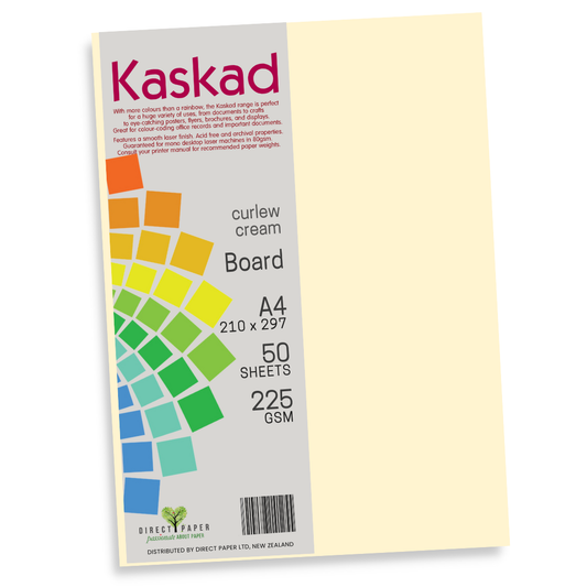 A4 Board Kaskad 225gsm Curlew Cream 12 Pce