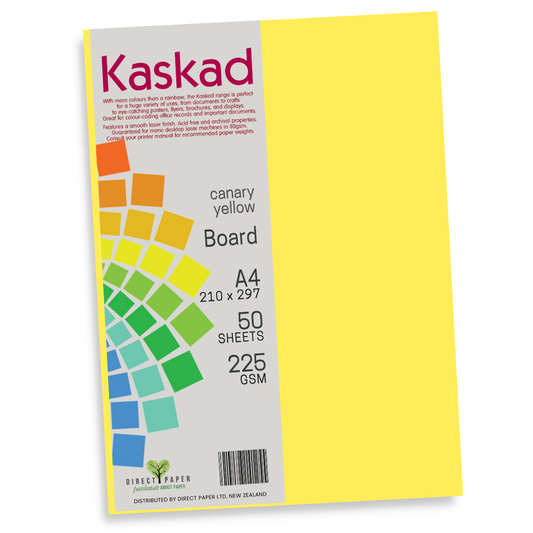 A4 Board Kaskad 225gsm Canary Yellow 12Pce
