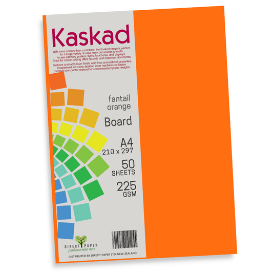 A4 Card Kaskad 160gms  Fantail Orange 15Pce