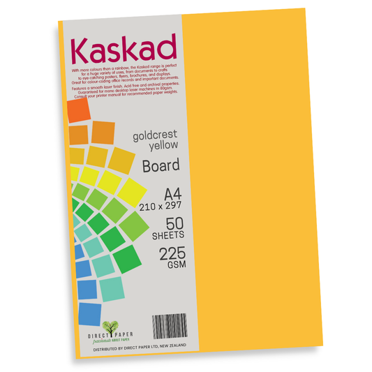 A4 Board Kaskad 225gsm Goldcrest Yellow 12Pce