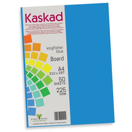 A4 Board Kaskad 225gsm Kingfisher Blue 12Pce