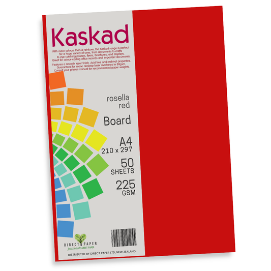 A4 Board Kaskad 225gsm Rosella Red 12Pce