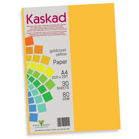 A4 Paper Kaskad 80Gsm Goldcrest Yellow 30Pce
