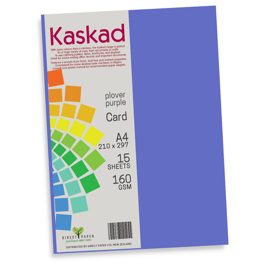 A4 Card Kaskad 160gsm Plover Purple 15Pce