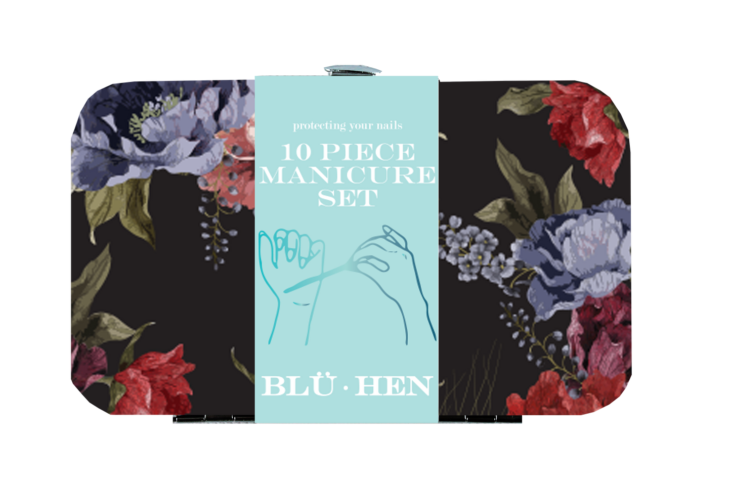 Blu Hen Manicure Set - Black Floral