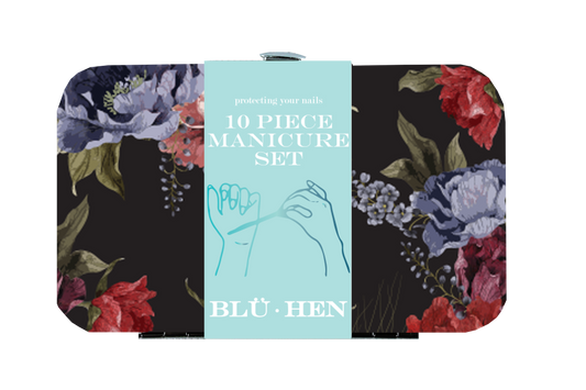Blu Hen Manicure Set - Black Floral