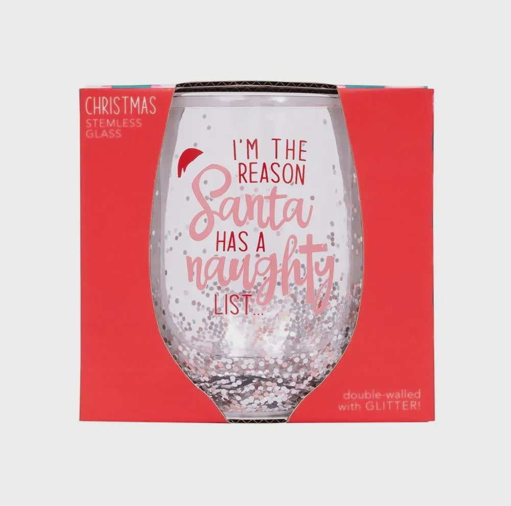 Christmas Stemless Glitter Glass