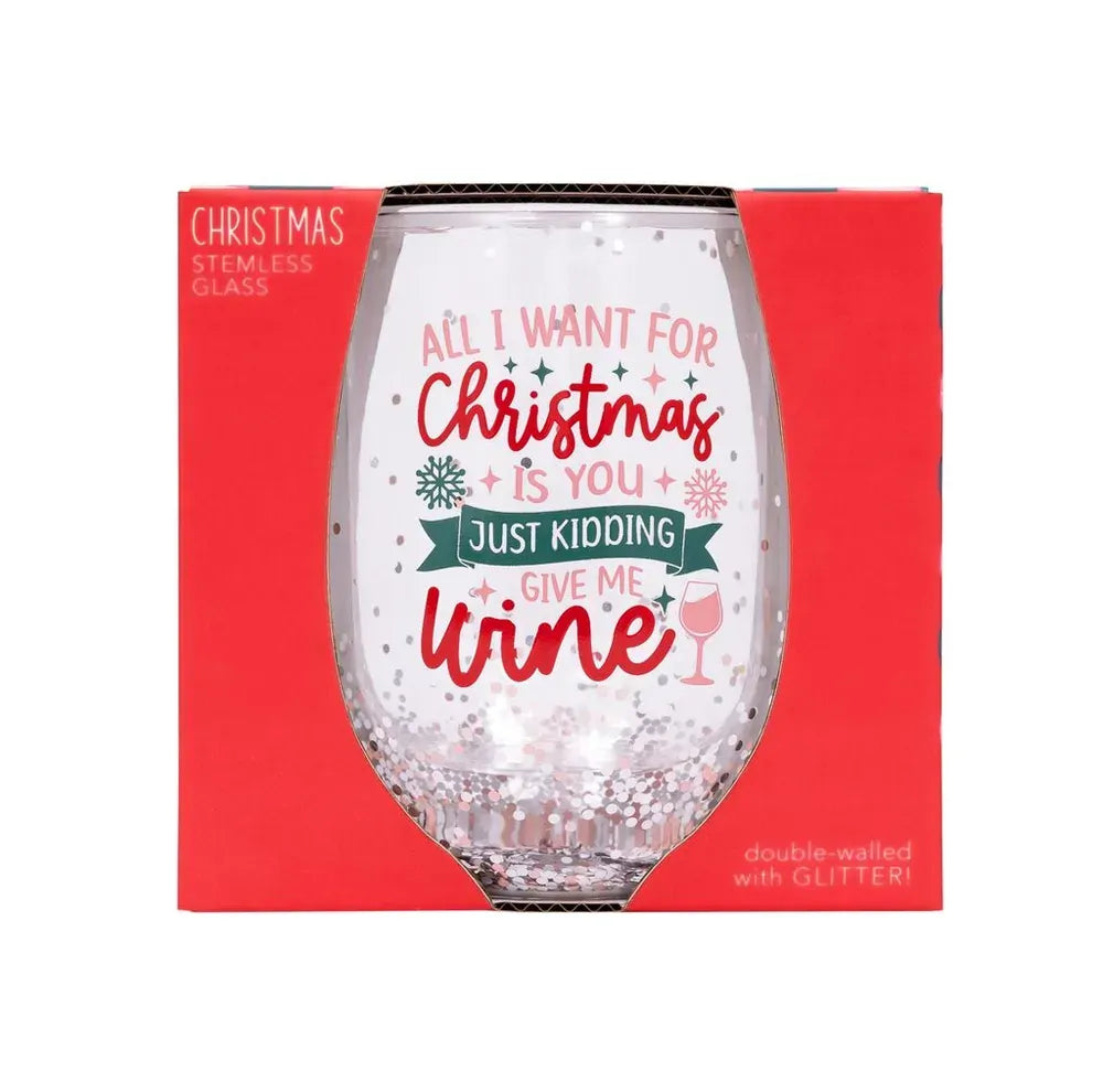Christmas Stemless Glitter Glass