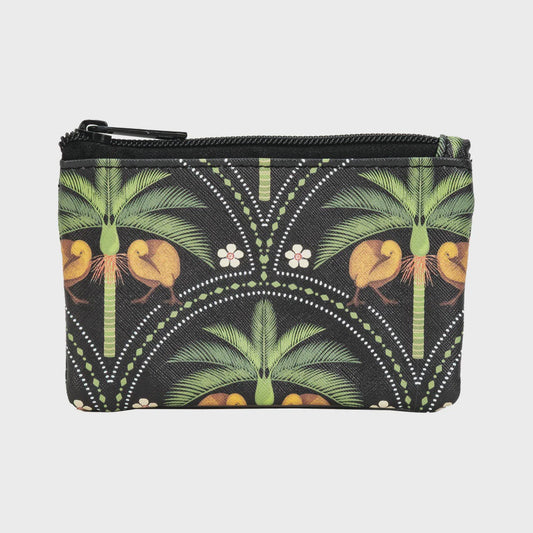 Coin Purse Kiwi Tropics with Nikau Black