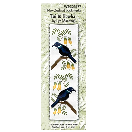 Cross Stitch  bookmark Tui & Kowhai