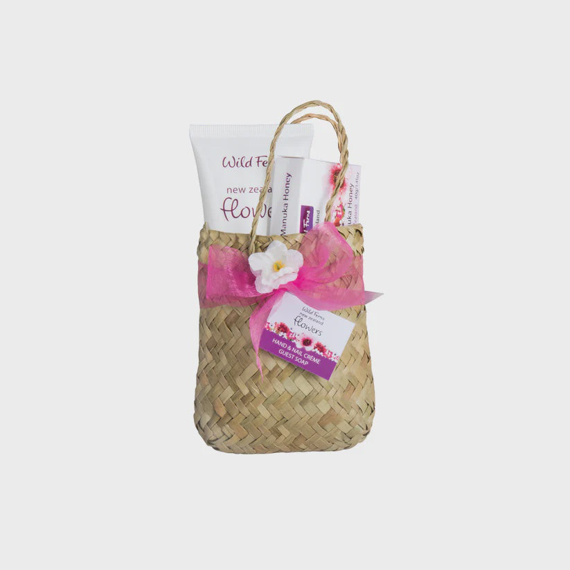 Woven Basket Hand & Nail Creme with Guest Soap